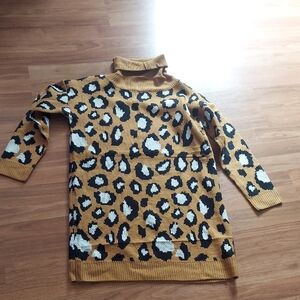 Chic Leopard Print Cowl Neck Dress